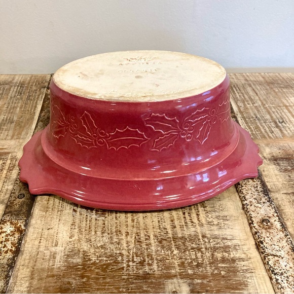 Vintage France Appolia Covered Casserole Dish Red Holly Berry Christmas Fall - Picture 8 of 16
